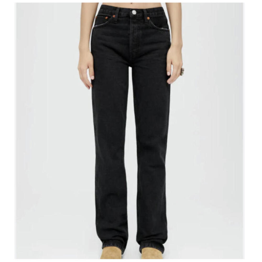 RE/DONE black straight leg high rise pants